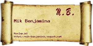 Mik Benjamina névjegykártya